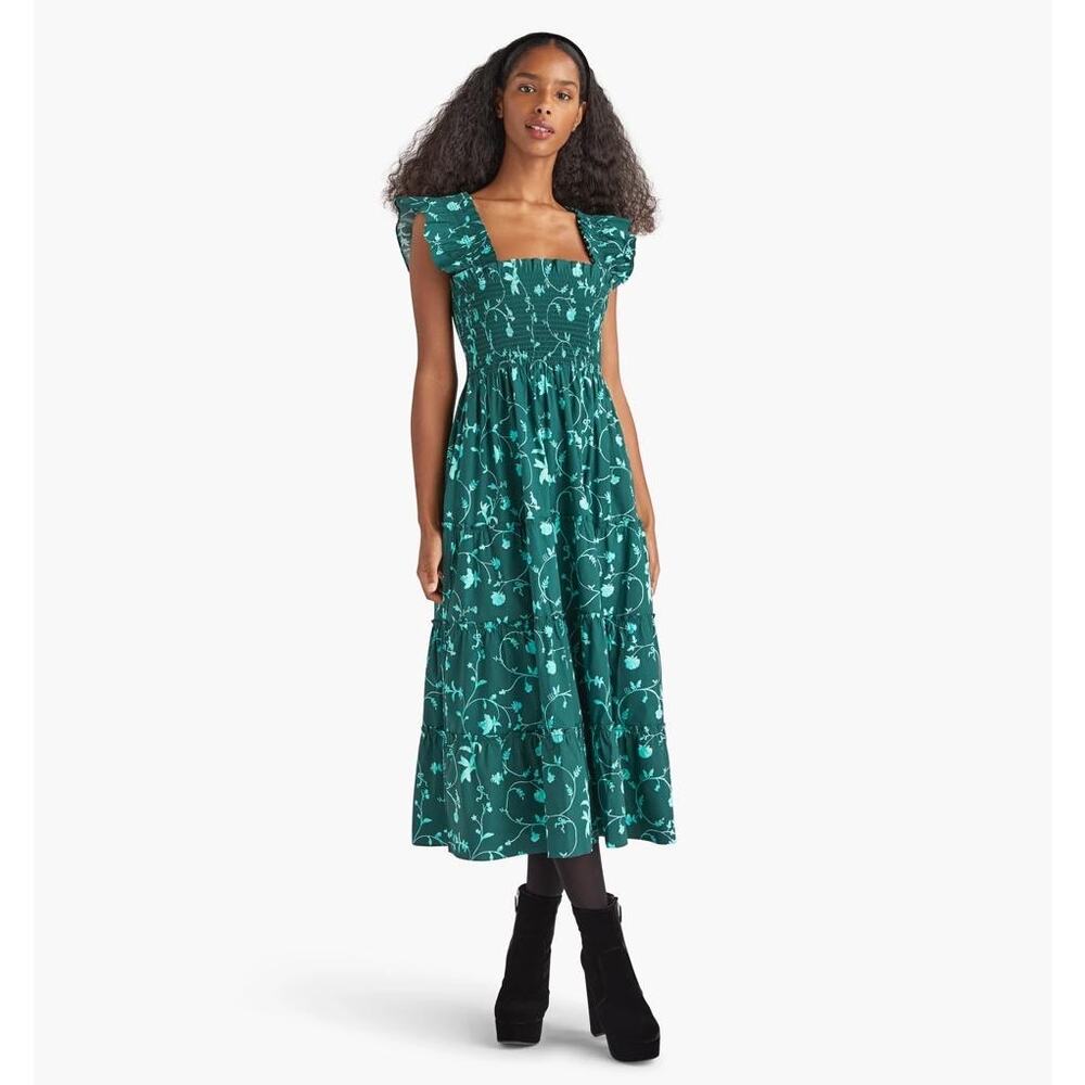 Hill House Home Ellie Nap Dress Emerald Botanical size XS - Picture 2 of 12